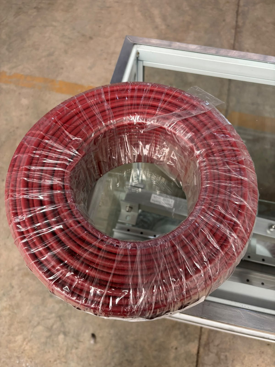 Cable fotovoltaico Comcast 10 AWG rojo 2000 V, rollo de 100 m, UL 4703 - foto real Cable fotovoltaico Comcast 10 AWG rojo 2000 V, rollo de 100 m, UL 4703 - foto real