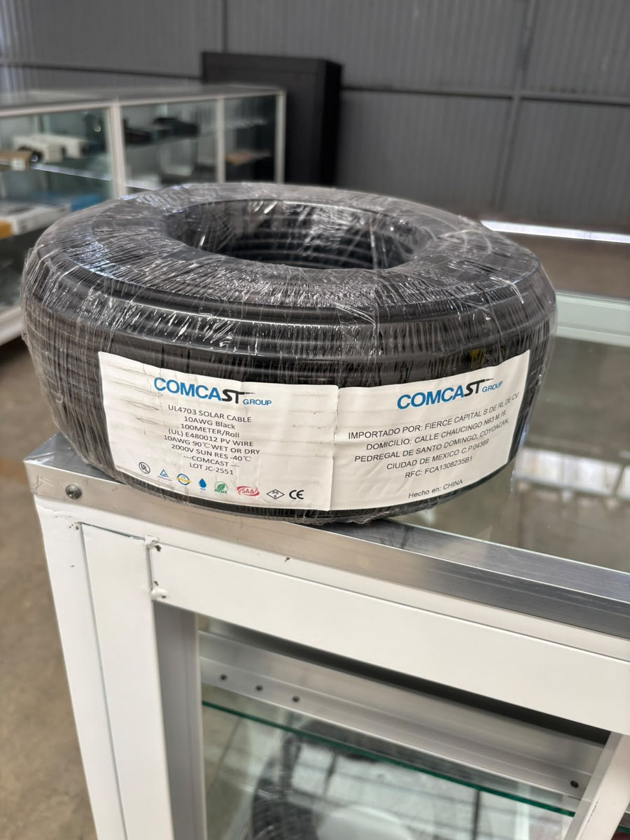 Cable fotovoltaico Comcast 10 AWG negro 2000 V, rollo de 100 m | PV WIRE 10AWG - foto real