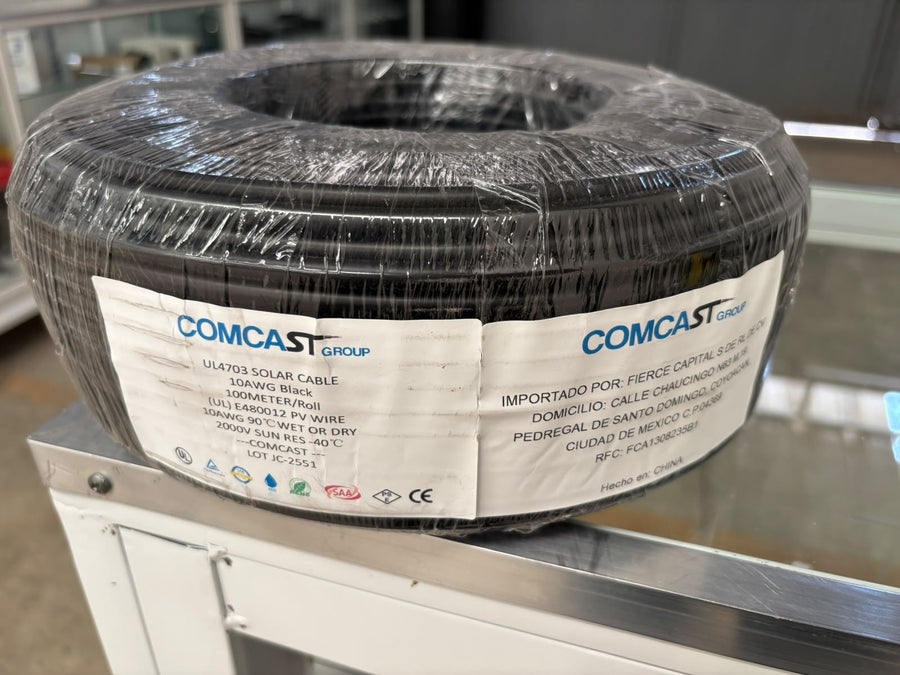 Cable fotovoltaico Comcast 10 AWG negro 2000 V, rollo de 100 m | PV WIRE 10AWG - foto real