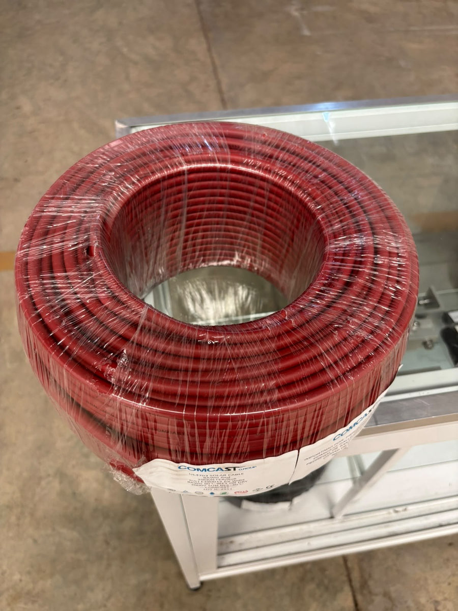 Cable fotovoltaico Comcast 8 AWG rojo 2000 V, rollo de 100 m, UL 4703 - foto real